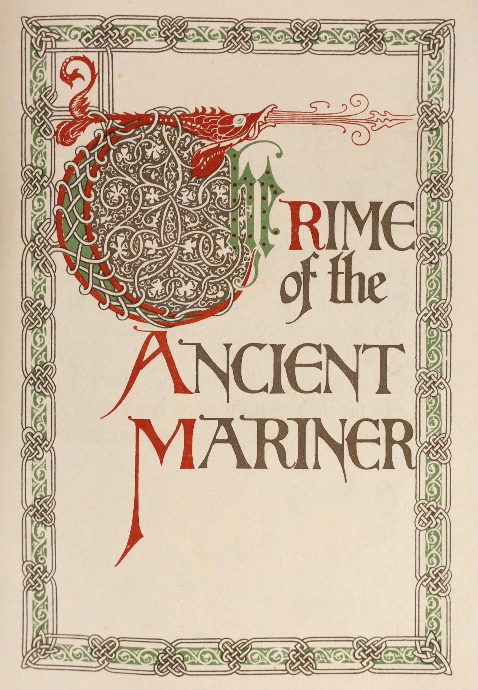 Coleridge, Samuel Taylor - The Rime of the Ancient Mariner, number 317 of 525, illustrated and signed by Willy Pogany, with coloured title and 20 tipped-in colour plates, 4to, fine binding morocco gilt extra, the upper b